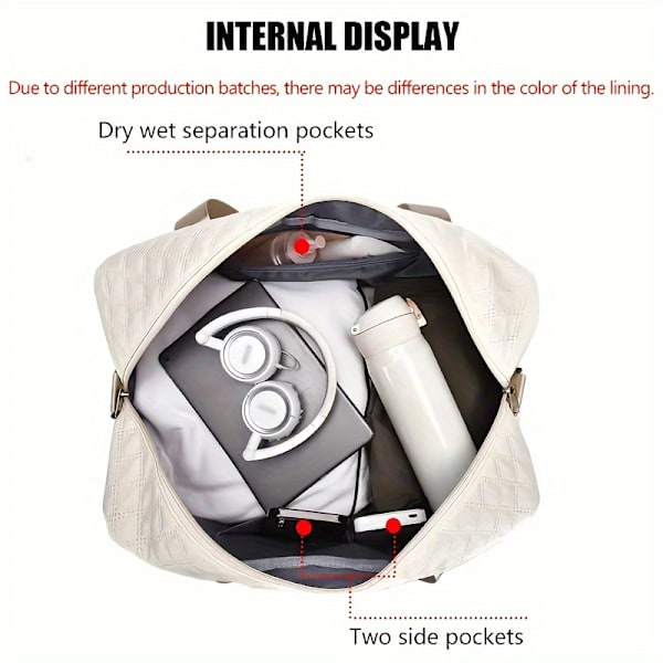 Luksuriøs Oversized Duffel Bag - Stilig & Slitesterk med Vanntett Rom, Multifunksjonell Bære, Tørr/Vått Separasjon & Praktisk Sidelomme (FMY) Light Purple