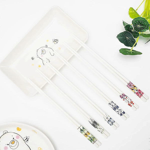 Porslinspinnar 5 Par Kawaii Pinnar - Återanvändbara och Diskmaskinsäkra Pinnset 5-pack - 9,7 tum (Blå ros) Blå ros - (FMY) Blue rose
