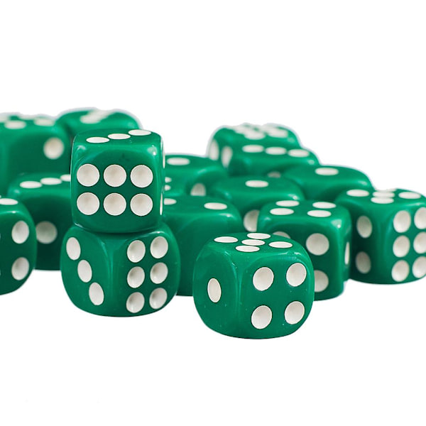 50 kpl 12 mm läpinäkymättömiä D6 kuusisivuisia pisteitä sisältäviä noppasettiä noppapeleihin D&d Rpg Vihreä (FMY)