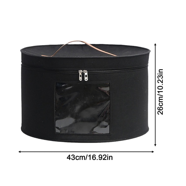 Hatteboks Stor kapacitet Sammenfoldelig Støvtæt hatteopbevaringspose med synligt vindue til mænd Kvinder Hat Travel Home Dorm Storage G1y5 (FMY) Black Dia 43cm China