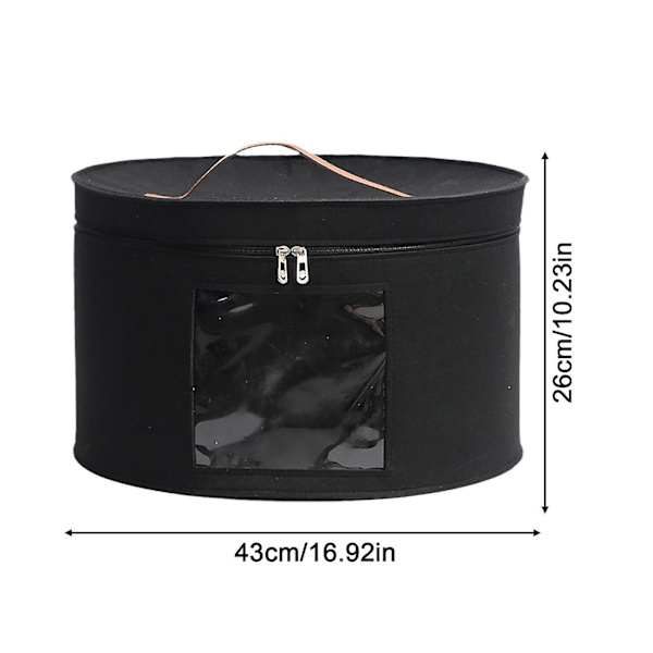 Hattu Laatikko Suuri Kapasiteetti Taitettava Pölytiivis Hattu Säilytyspussi Näkyvän Ikkunan Kanssa Miehille Naisille Hattu Matkustaminen Koti Dorm Säilytys G1y5  (FMY) Black Dia 43cm China