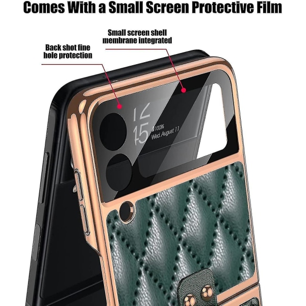 Romboidinen case Samsung Galaxy Z Flip 3:lle renkaalla, galvanointikehyksellä cover