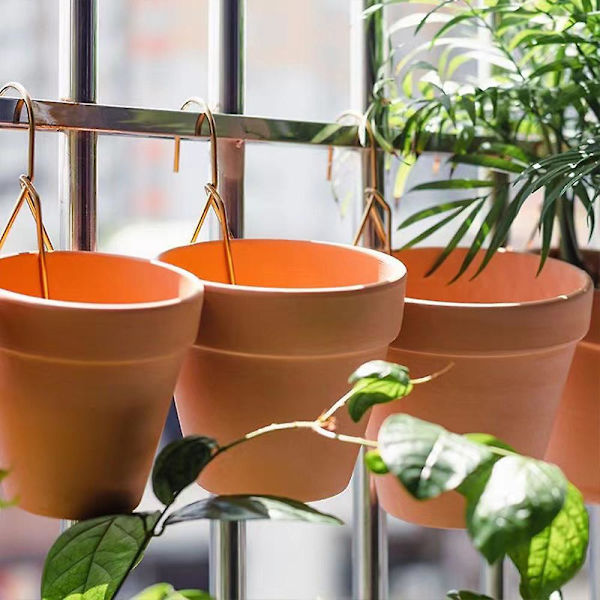 Blomkruka Hållare Fäste Klämma Vägghängande Blomkruka Stativ Fästen Trädgårdsartiklar För Inomhus Utomhus (FMY) Silver 5 Packs