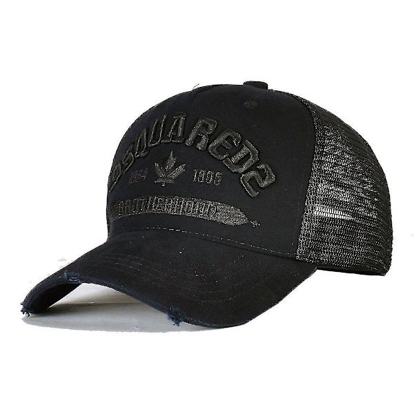 Män's Mesh Baseball Cap Broderade Bokstäver Dsquared2 Svart (FMY)