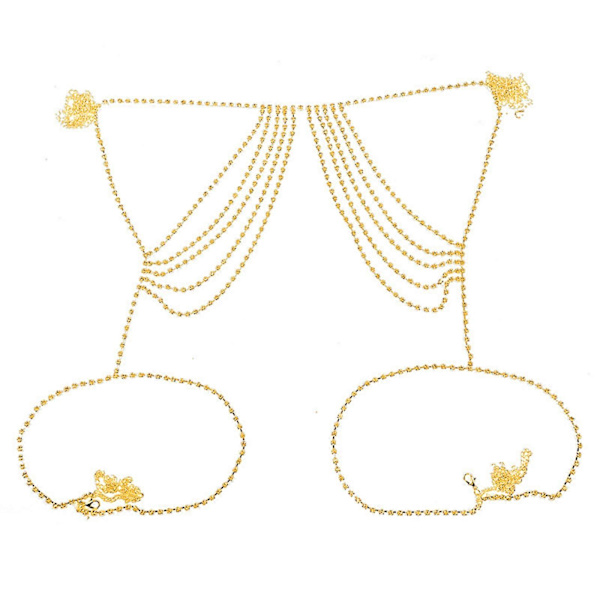 Kroppssmycken för kvinnor Magkedja Midjekedjor Flerskikts Lång Tofs (FMY) Golden waist chain