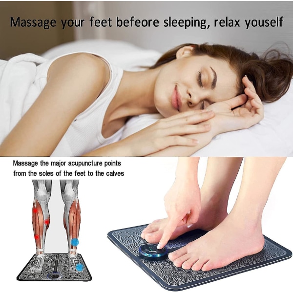 Elektriske fodmassageapparater, 6 tilstande 9 intensitetsniveauer massageapparater, bærbar fodmassagemaskine til smertelindring Forbedrer blodcirkulationen (FMY)
