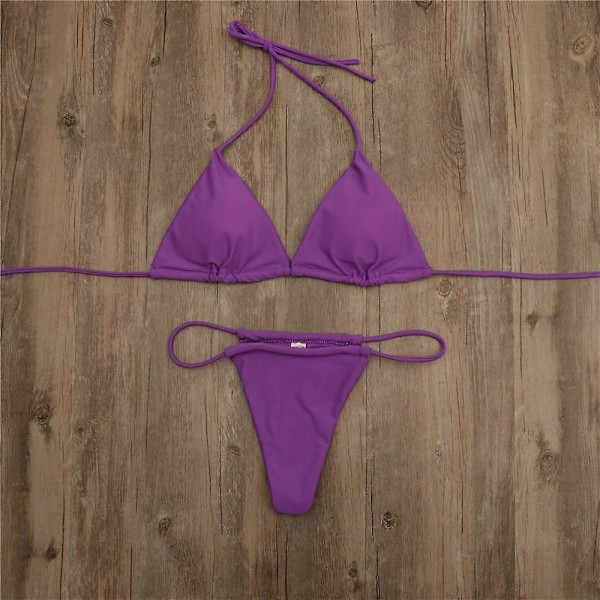 Uimapuku Pehmustettu String Uimapuku Bikini Setti Sidos Yhtenäinen Brasilialainen uimapuku (FMY) purple L
