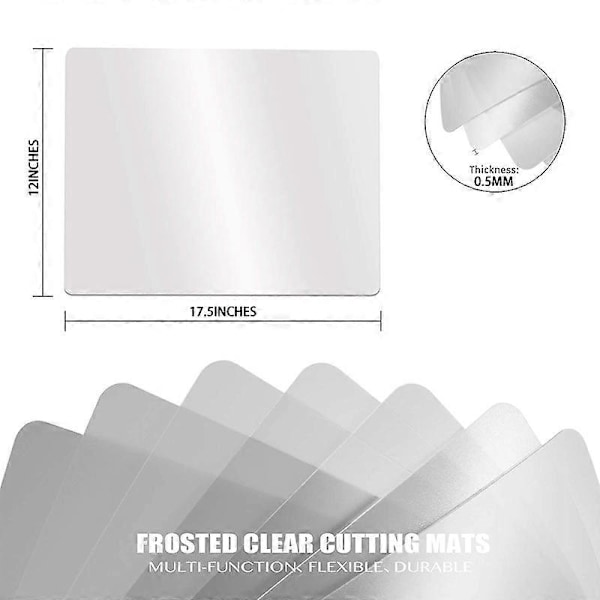 Kirkkaat joustavat muoviset leikkuulauta-alustat, himmeä kirkas keittiön leikkuulauta kirkkaat alustat 17.5 (FMY) Translucent