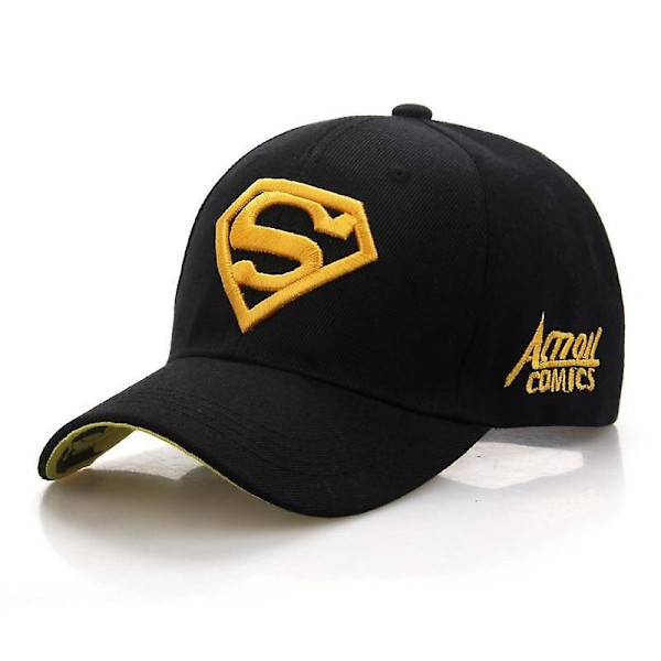 Letter Superman, Cap Casual Udendørs Baseball, Snapback Caps (FMY) Black.Yellow Adjustable