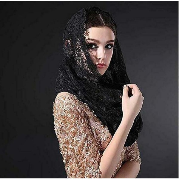 Chapel Veil Floral Latin Mass Head Covering Lace Scarf Mantilla Veils For Church (b),wz-1379  (FMY)