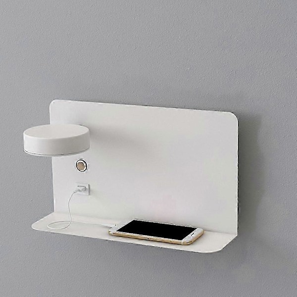 Yöpöydän seinävalaisimet makuuhuoneeseen USB-portilla ja tarjottimella, modernit seinälukuvalot hotelliin, olohuoneeseen, käytävään ja ravintolaan (FMY) white large left