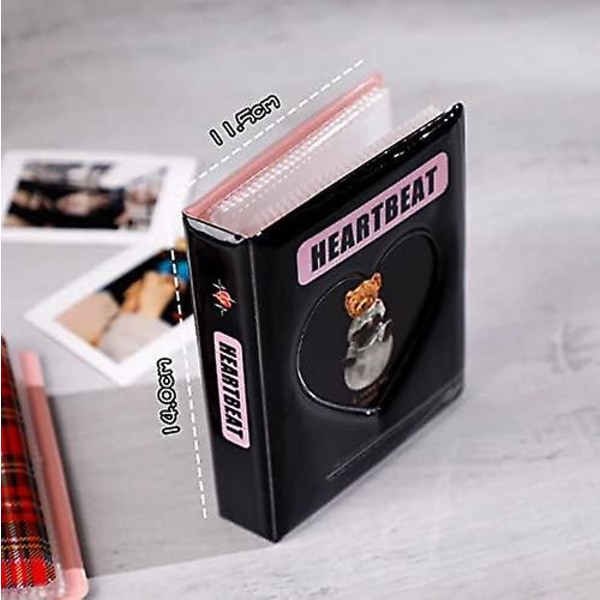 3 Tommer Mini Fotoalbum Kpop Fotocard Holder, Kærlighedshjerte Hul Fotocard Id Holder 40 Lommer Til Kpop Piger Og Drenge (Pink)  (FMY)