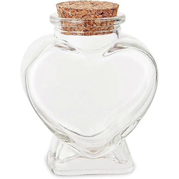Mini Glas Hjerteformede Flasker med Korkpropper Dekorative Glasflasker med Korklåg Små Glasflasker Krukker til DIY Kunst Håndværksprojekter  (FMY)