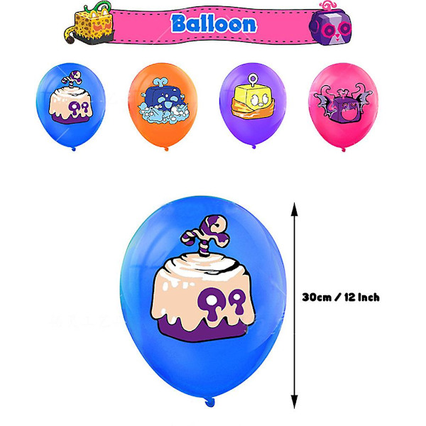 Blox Fruits fødselsdagsfestartikler sæt Happy Birthday banner, balloner, kagepynt til børnefestdekoration (FMY)