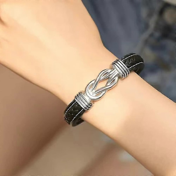 Mamma och dotter för alltid sammanlänkade flätad läderarmband Kvinnor Inspirerande armband Kvinnors rostfritt flätad läderarmband  (FMY) Daughter B