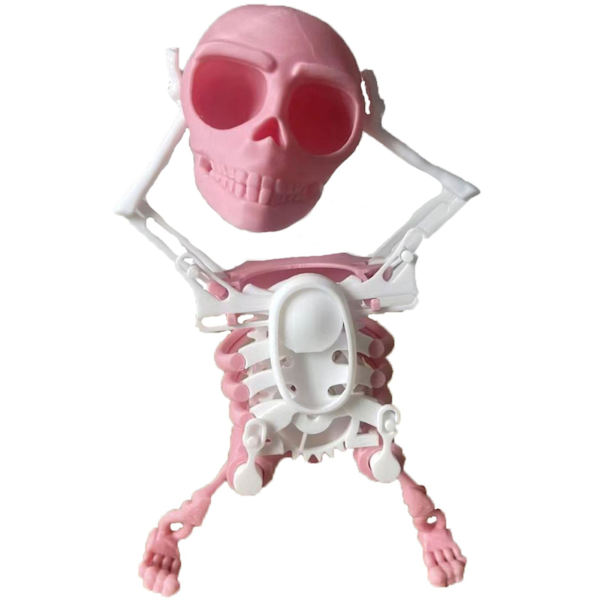 3D Dansande Svingande Uppdragbar Skelett Leksak Trendig Skrivbordsdekoration för Studeringsrum Kontor  (FMY) Pink and White 17cm