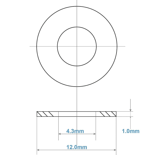 Metallbrikker M4, flate skiver 100 stk, rustfritt stålbrikke M4 X 12mm, skive i 304 rustfritt stål Din9021 / Iso7093  (FMY)