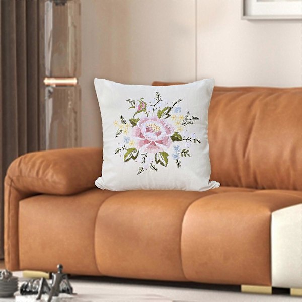 Kirjonta Tyynypakkaukset Syntymäpäivälahja DIY Käsintehty Neulonta Kuviolla Koti Sisustus Tyynynpäällinen Keskeneräinen Aikuisten (FMY) F 44cm x 44cm