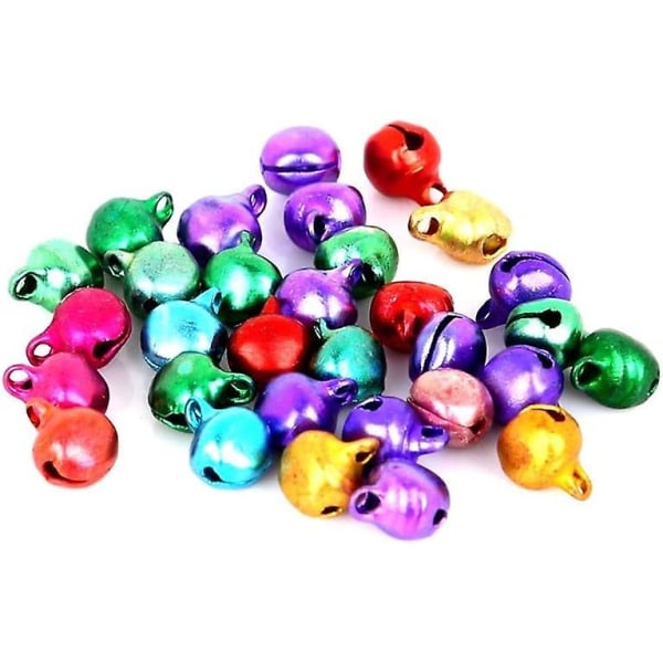 Heyone 100 st 10 mm Jingle Bells Lösa pärlor Små gör-det-självtillbehör Festival Festdekoration Xmas Tree Pendant Ornaments (färgglada) (FMY)