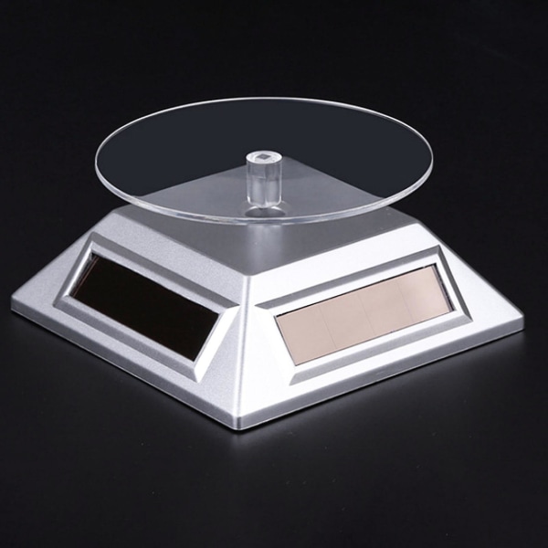 Solcelledrevet displaystativ 360 graders rotasjon energibesparende ABS roterende plattform displaybase for utstillingsvindu (FMY) Silver