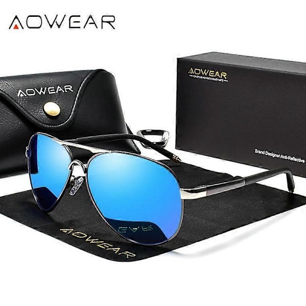 \"AOWEAR Aviatorsolglasögon för män Polariserade spegelsolglasögon för män HD Körning Polaroid Solglasögon lunettes de soleil homme\" (FMY) 8503 Brown AOWEAR