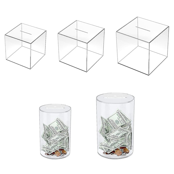 1 stk Klar Sparegris Til Voksne - Akryl Penge Tip Pengeboks Til Budgettering Og Opsparing (FMY) Cylinder M
