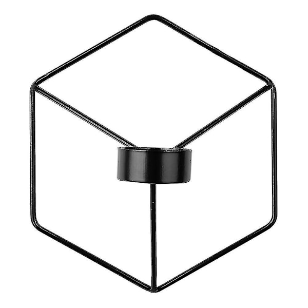 Nordisk stil 3D geometrisk ljusstake i metall, väggljusstake, heminredning, prydnad (FMY) black