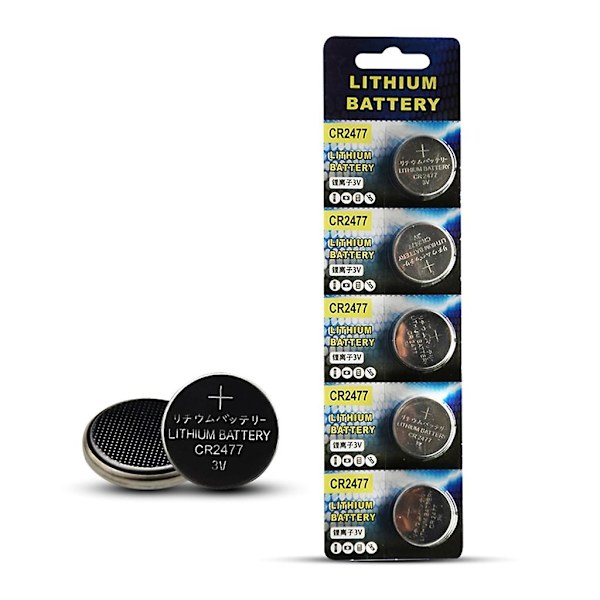 5-pack Högkapacitets CR2477 Litiumbatteri 1000mAh Knappcell Långvarig Strömförsörjning för Klocka Fjärrkontroll (FMY)