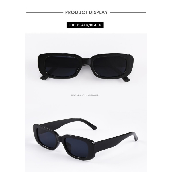 Rektangulære solbriller til kvinder Retro mode solbriller Uv 400 Protection Square Frame Eyewear (FMY)