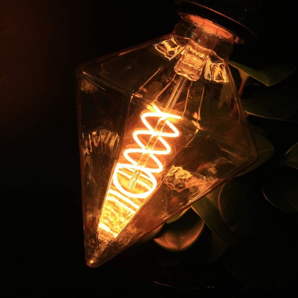 Vintage Led Edison Bulb E27 Retro glødelampe 3w dekorativ spiral diamantlampe, antik guld varmhvide lamper, ikke-dæmpbar (FMY)