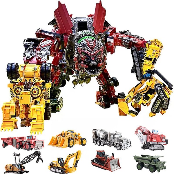 Kul 8 i 1 Oversize Devastator Transformation Toys Boy Anime Hook Action Figures Robot Bil Engineering  Vehicle Model Kids  (FMY) AOYI H6001-8A