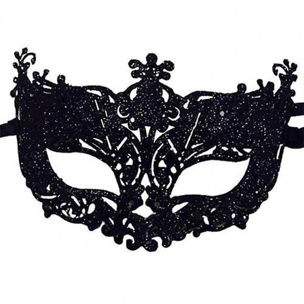 Halloween Kvinnors Mode Cosplay Ögonmasker Maskerad Karneval Fancy Mardi Glittrande Band Julparty Kvinnors Ansiktsmasker (FMY) Black