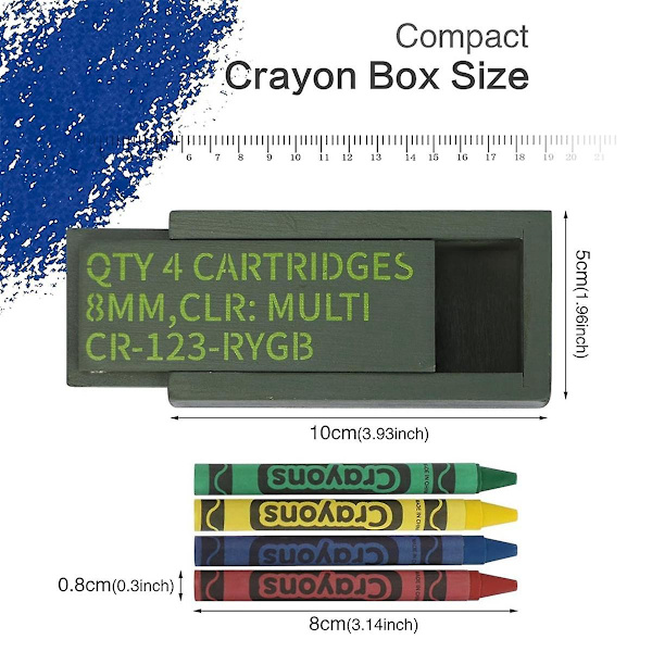 1 st Tactical Crayon Case, Roliga ätbara kritor för presenter, med 4 minikritor (FMY) Green