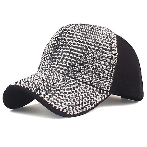 Rhinestone Sequin Cap Baseball Cap Solhatt Diamant Bling Hat Søt Kul Sommer  (FMY) Silver one size