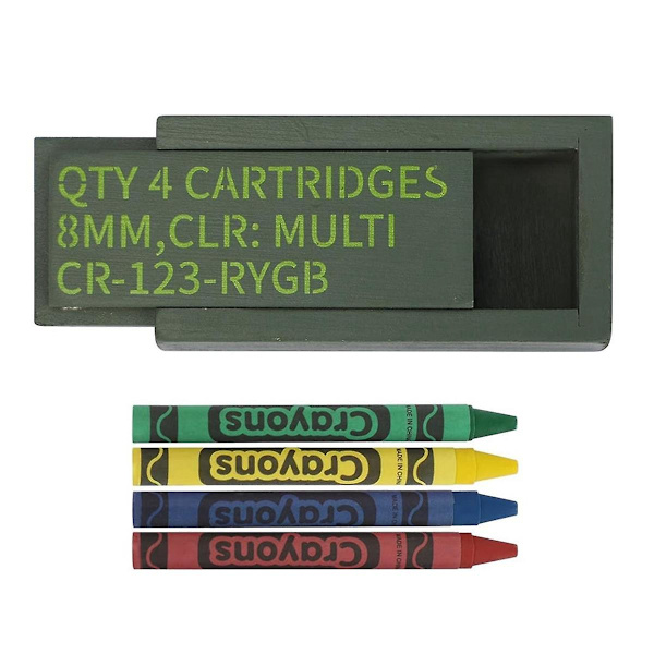 1 st Tactical Crayon Case, Roliga ätbara kritor för presenter, med 4 minikritor (FMY) Green