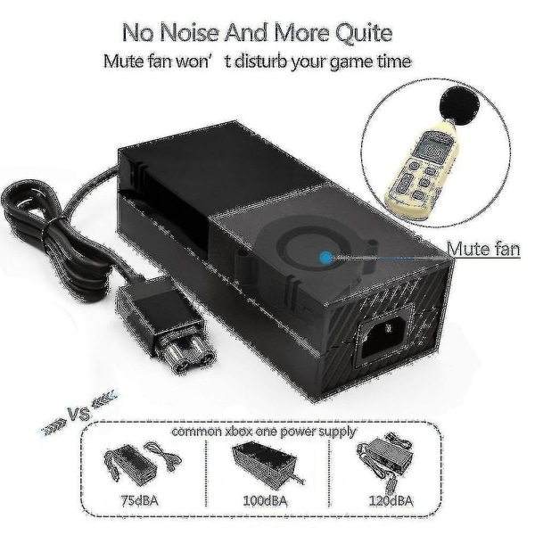 Xbox One Strømforsyning, [Oppgradert Versjon] Xbox AC Adapter Erstatningslader Strømledning Kabel For Microsoft Xbox One, 100-240v Spenning) (FMY)