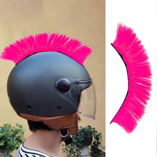 Kaesi Klippbar Hjelm Parykk Avtakbar Høytemperatur Silke Lys Farge Hjelm Mohawk Hjelm Tilbehør (FMY) Pink