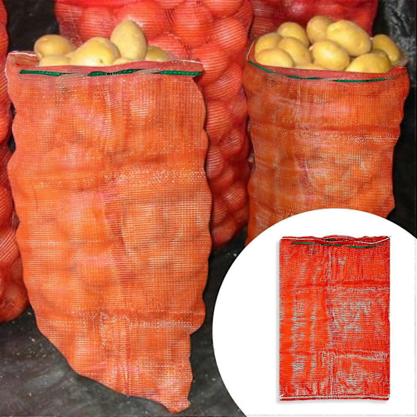 13.78\" x19.69\" 10 stk. Løkposer i netting, Store gjenbrukbare nettingposer for grønnsaker, hengende, 35*60cm (FMY)