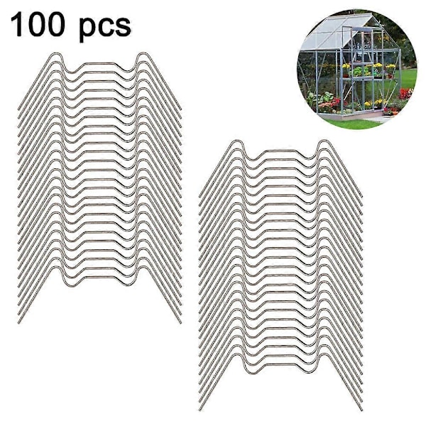 Rustfrie glassklips, W-type drivhusklips, kompatibel med drivhus og hus hulromspaneler (FMY) 100pcs