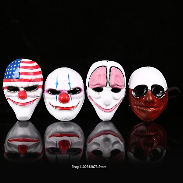 Skummel Klovnmaske Payday 2 Amerikansk Flagg Klovnmasker Maskerade Karneval Partymaske Forferdelig Morsom Pay Day Maske Halloween Rekvisitter Høy Kvalitet (FMY) Mask 2