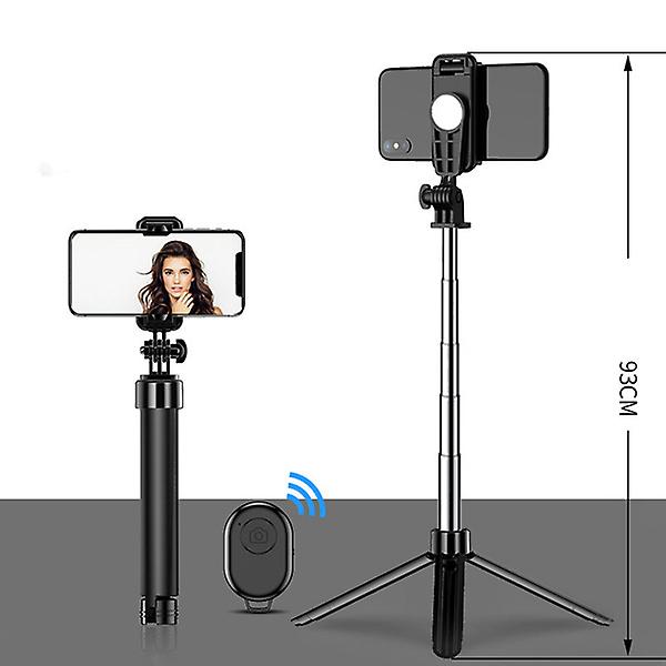 Allt-i-ett Selfie Stick Stativ förlängbar telefonhållare med Bluetooth fjärrkontroll och stativ för och och (FMY) black