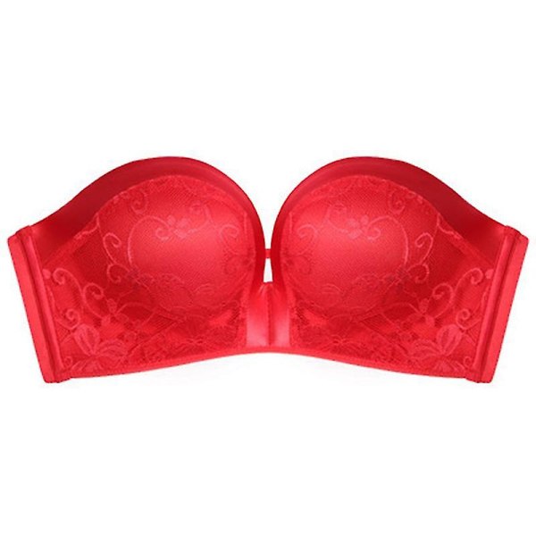 Dame Comfort Lift Stropløs BH Push Up Stropløs BH Lace Bandeau BH'er (FMY) Red 75AB