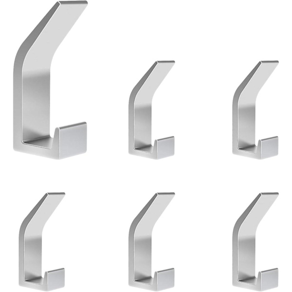 Pieces Självhäftande Krokar, Badrum Dubbel Handdukskrok, Självhäftande Väggfäste För Kök, Badrum, Kontor, Garderob, Aluminium, Silver  (FMY)