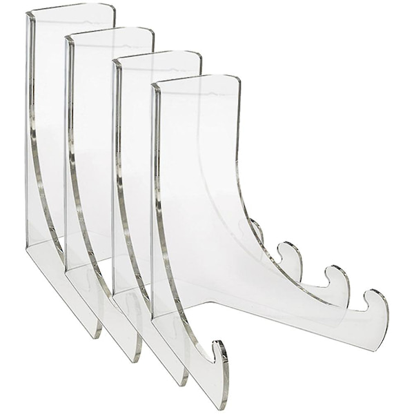 4 stk. Kunstværksramme Akryl Bogdisplay Staffeli Træ Puer Te Kageholder Plader Display Staffeli Holder (FMY) Transparent 7.5X6.5CM