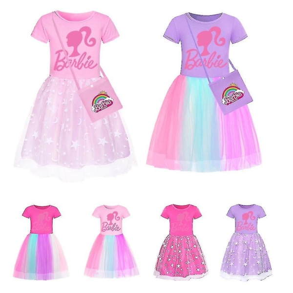 Barbie-rosa klänning Kostymfest Cosplay Halloween scenkostym för barn (FMY) 120