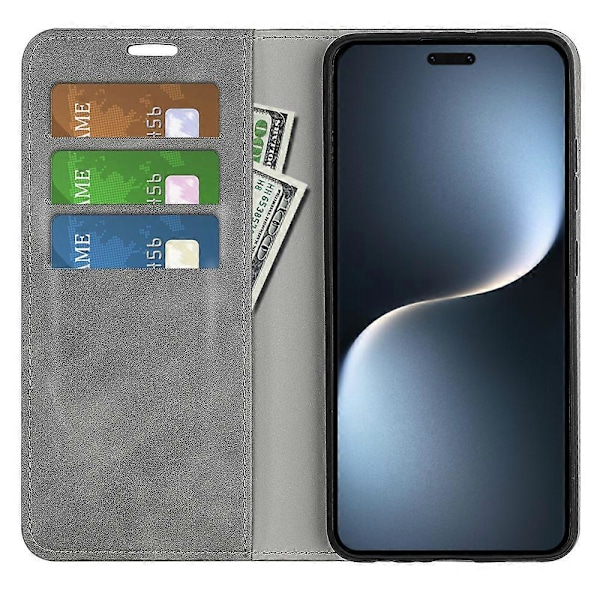 For Honor Magic7 Pro 5G Etui Skin-Touch Læder Wallet Telefon Cover (FMY) Grey