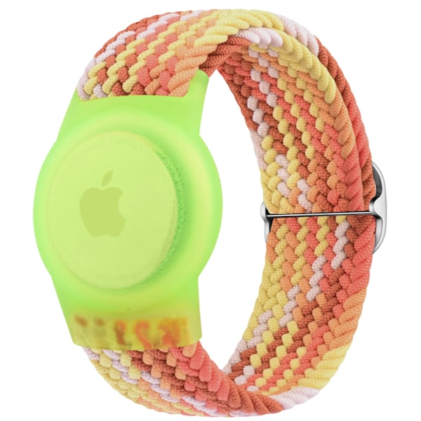 Flettet Solo Loop for Apple AirTags Barne-armbånd Anti-ripe Deksel Tilbehør for Airtag GPS Tracker Holder Klokke Armbånd (FMY) Colorful orange