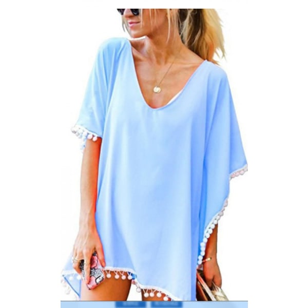 Kvinders Chiffon Badetøj Strand Badetøj Cover Ups Til Badetøj --- Lyseblå Gsize S (FMY)