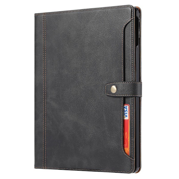 For iPad Pro 11 (2024) Etui med Automatisk Vågen/Søvn Læderpung Tablet Cover med Kortlomme (FMY) Black