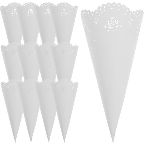 20 KPL Kartionpidin Jalusta Hää Terälehti Kartiot Hää Konfetti Kartiot Hääjuhlan Suosikit Taide Kartio  (FMY) White 14*14 cm